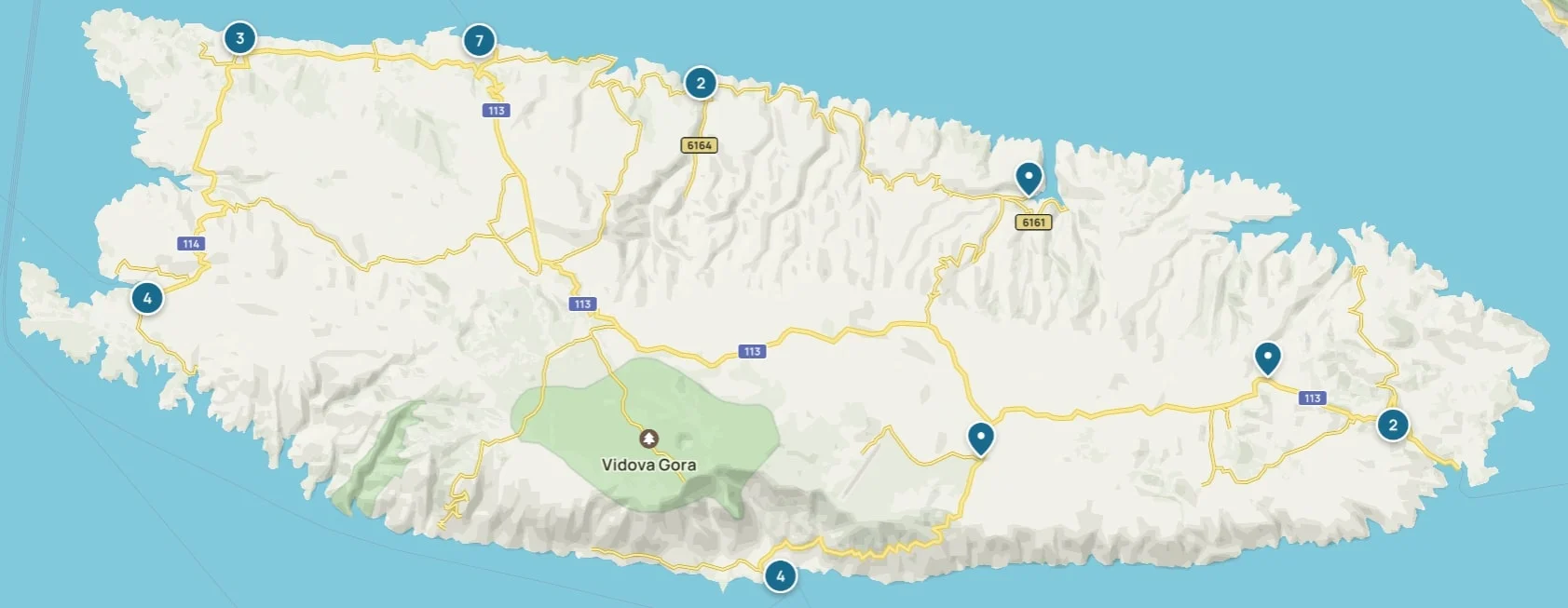 Map of cycling trails - one of the things to do on the Brac Island - Croatia