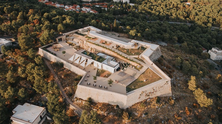 Barone fortress in Sibenik, Croatia - view from the air